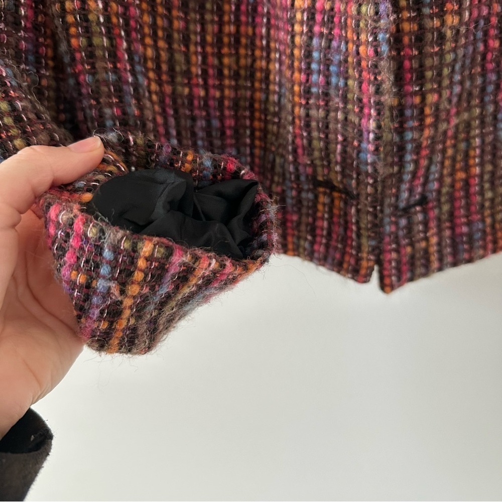 Talbots Tweed Jacket Rainbow Colorful Knit Blazer Fringe Funky Rodeo Witchy Pink - Picture 4 of 16